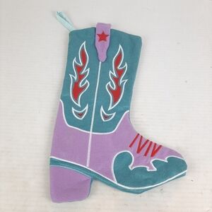 🛍Blue and Purple Cowboy Cowgirl Boot Christmas Stocking 18" L1